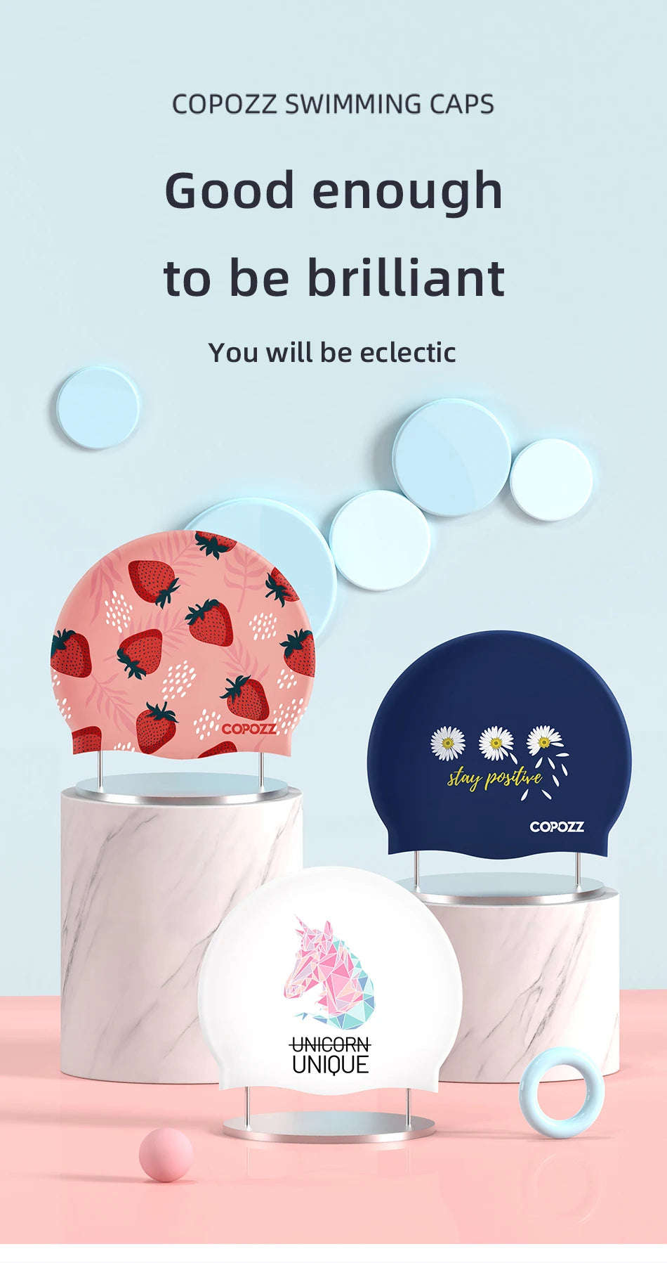 SwimLook™ Waterproof Silicone Swim Cap – Woman