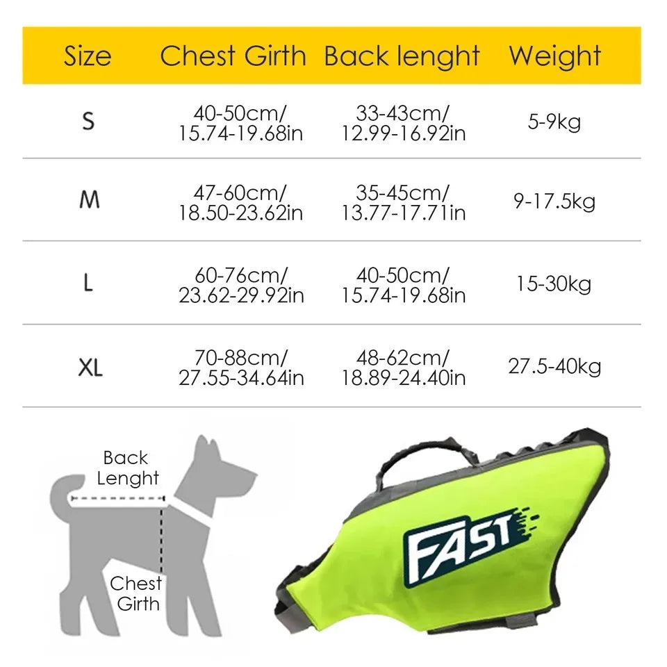 Dog Life Jacket - Adjustable Swimming Vest