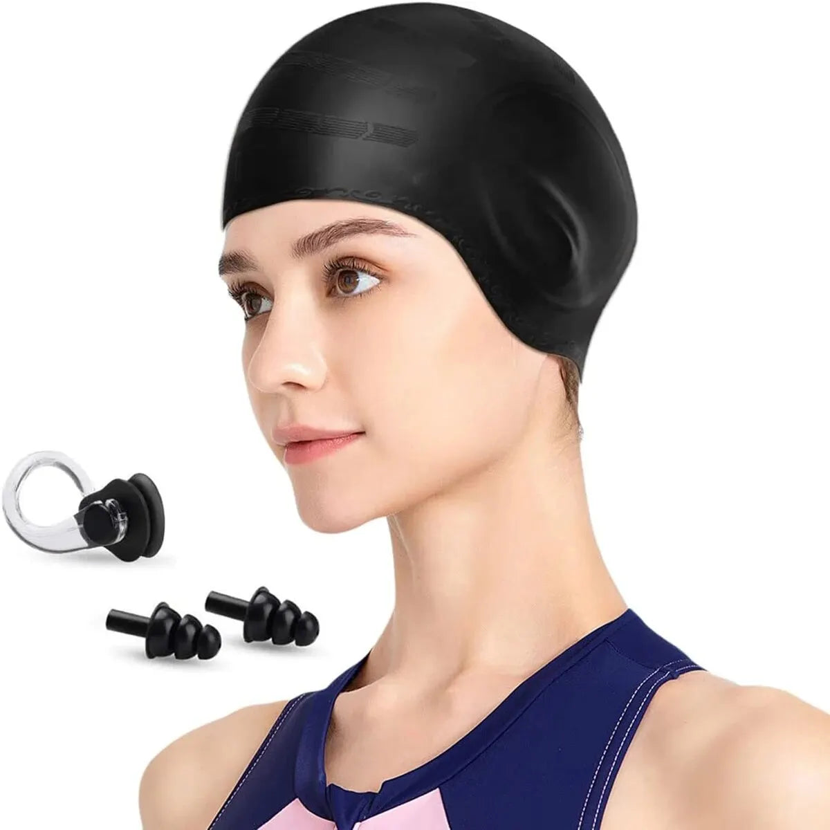 SwimLook™ Waterproof Silicone Swim Cap –Elastic