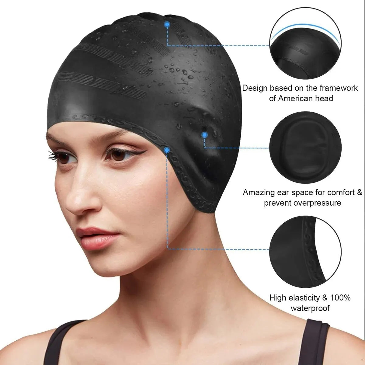 SwimLook™ Waterproof Silicone Swim Cap –Elastic