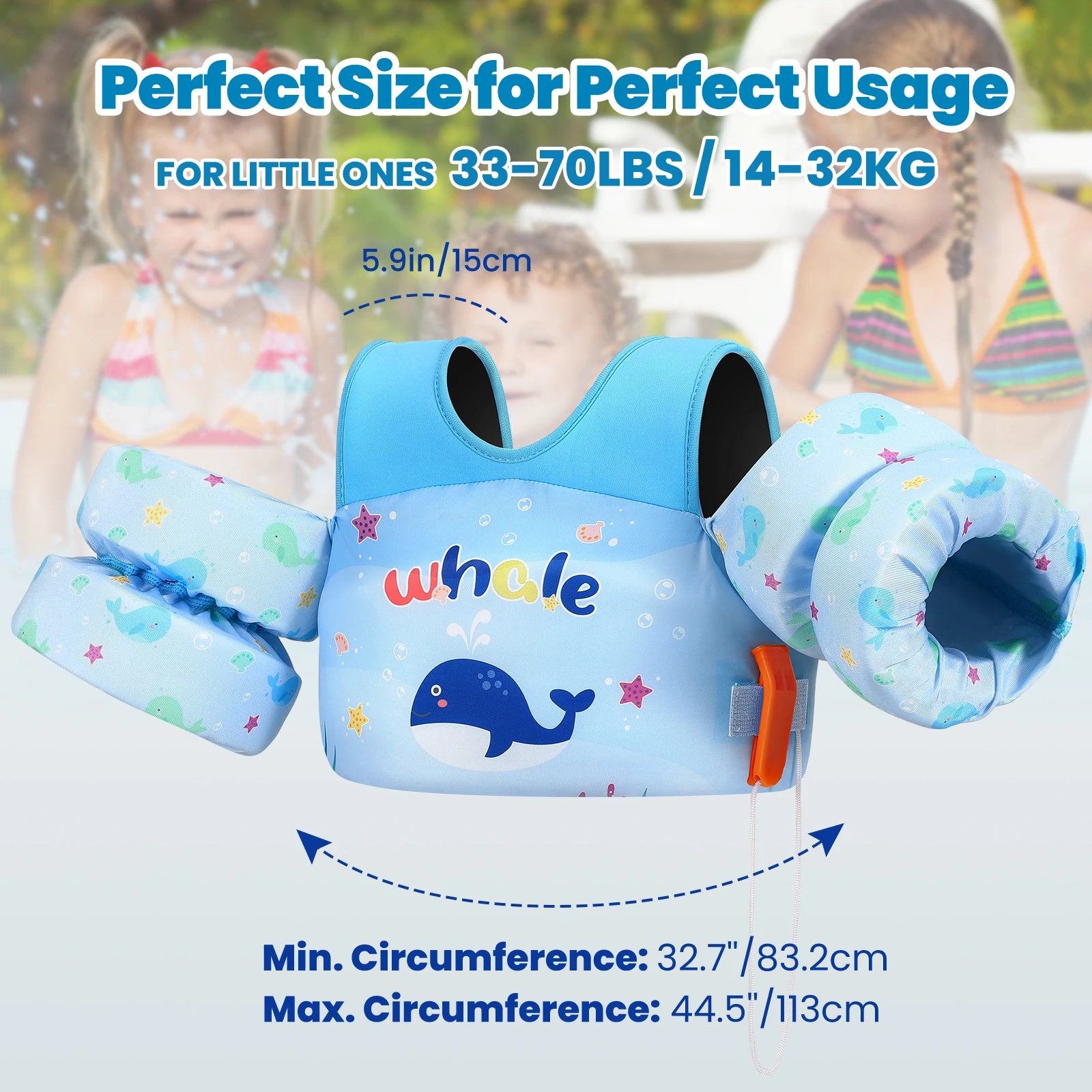 SwimLook™ 3-in-1 Kids Swimming Trainer-Arm Floaties with Back Support