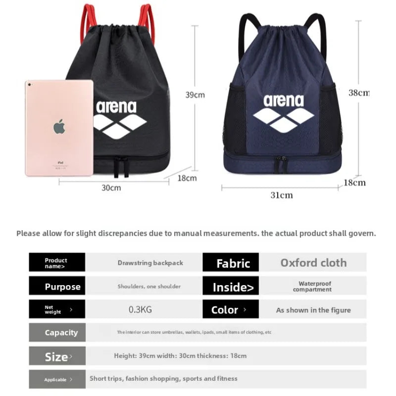 Arena Swimming Gear Dry/Wet Separation Unisex Backpack with Goggles and Cap