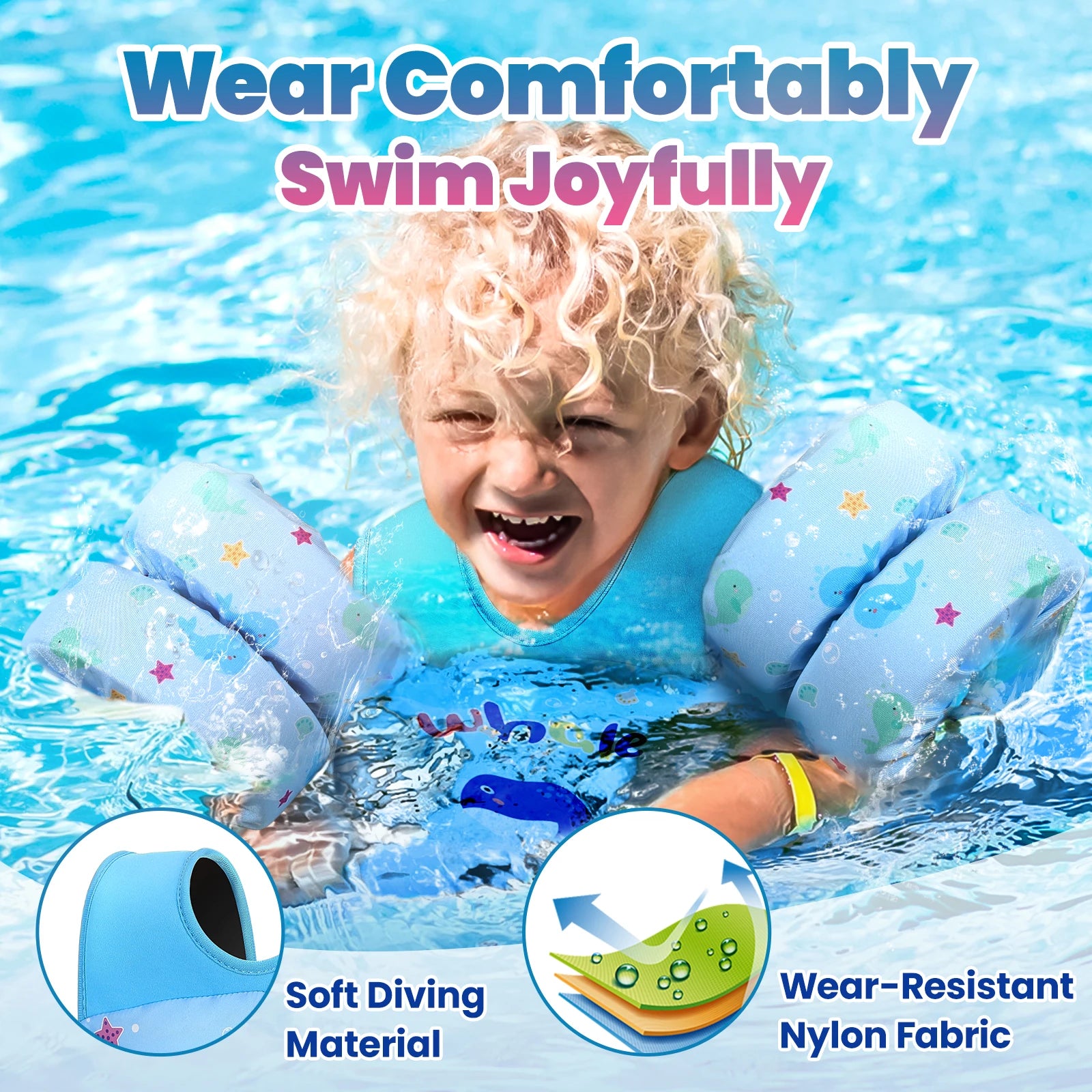 SwimLook™ 3-in-1 Kids Swimming Trainer-Arm Floaties with Back Support