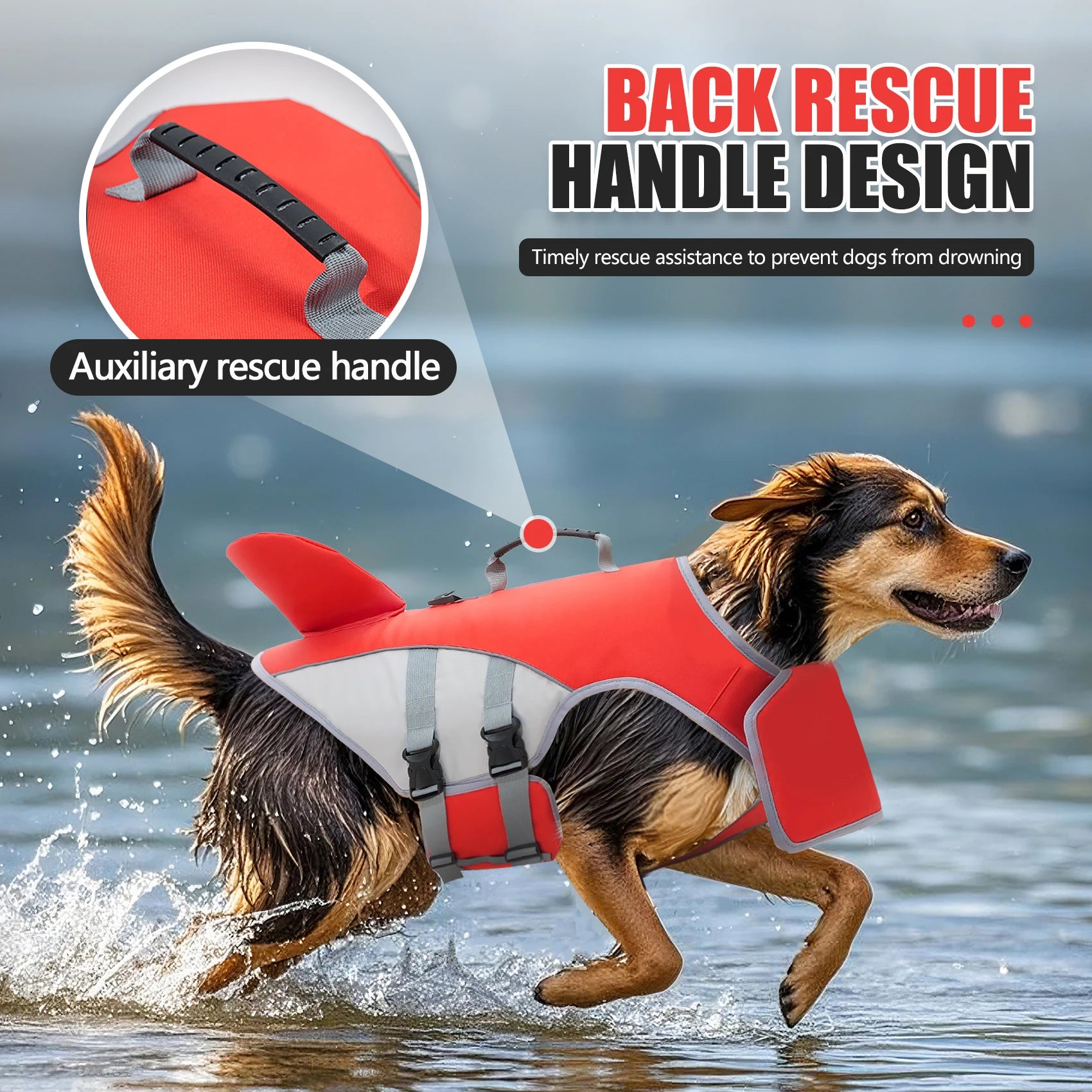 Dog Life Jacket - Adjustable Swimming Vest
