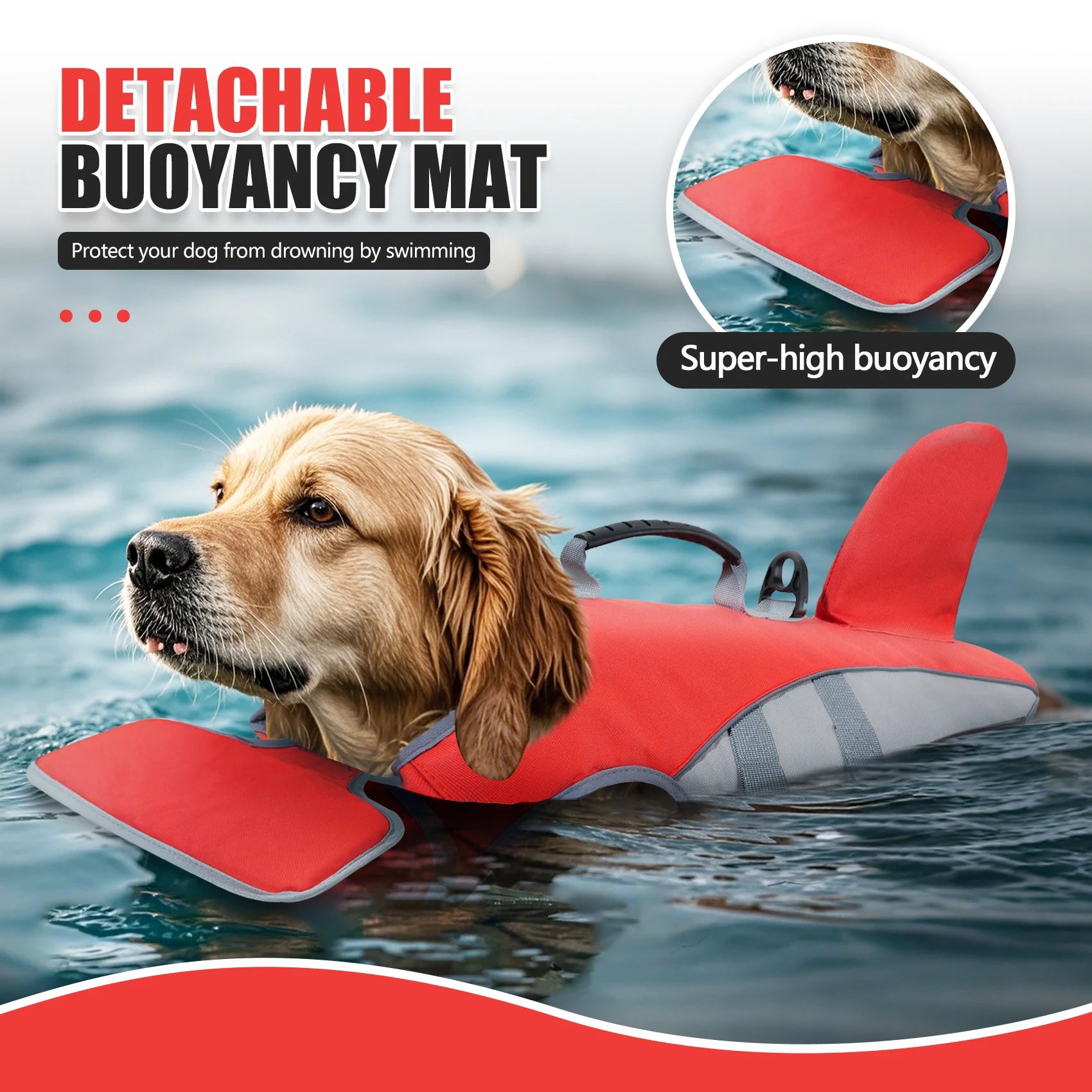 Dog Life Jacket - Adjustable Swimming Vest